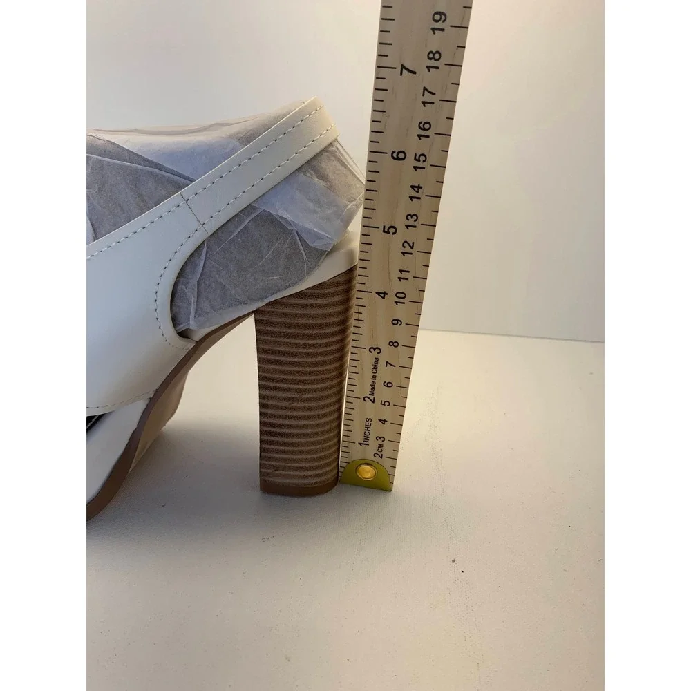 Vince Camuto White Leather Platform Slingback Chunky Heel‎ Sandals Women's 6M